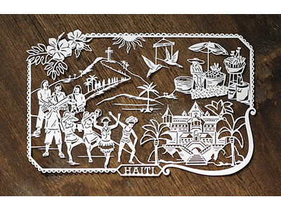 Haiti craft detailed fine haiti illustration paper papercut tropical wood