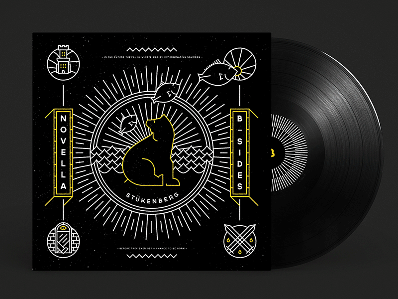 Novella B Sides Album Cover album cover bear castle fish illustration line art novella stukenberg sword