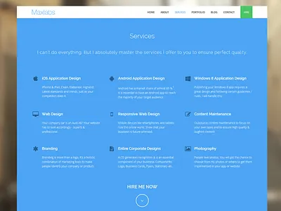 Maxlabs Redesign 2014: Services blue button design green icon icons ios iphone logo services typography web