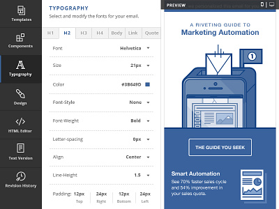 Building an email builder builder button email icon illustration mobile open sans typography ui web