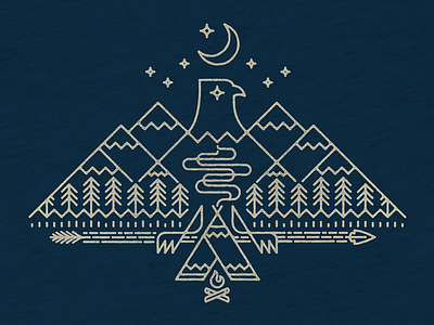 I was an Eagle campfire mountains river shirt smoke star teepee threadless trees