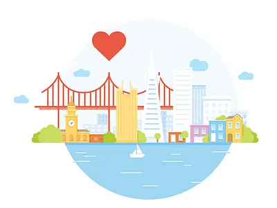 San Francisco beatiful city colorful flat san francisco summer town vector view