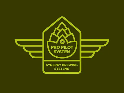 Pro Pilot System Revision badge beer branding brewing eugene green hop logo oregon pilot product wings