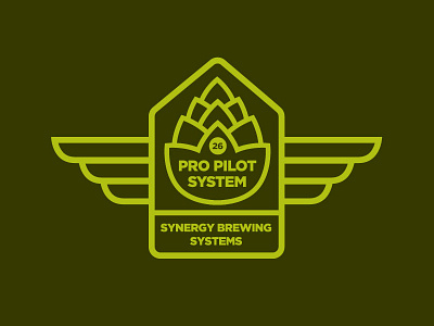 Pro Pilot System Revision badge beer branding brewing eugene green hop logo oregon pilot product wings
