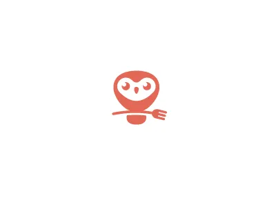 Owl cute food location logo mark order simple
