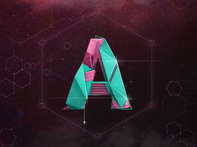 A antonmoek c4d cinema4d font lowpoly moek photoshop polygonal typography vectorgraphic