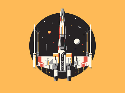 Red Leader dan kuhlken dkng icon moon nathan goldman planet space spaceship stars starwars vector x wing