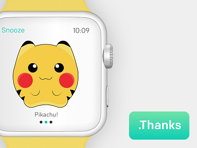 iWatch Alarm clock alarm apple clock cute iwatch pikachu pokemon rebound thanks watch yellow