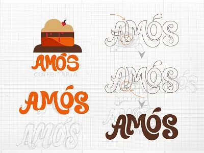 Amós Confeitaria brand cake confeitaria design font lettering logo marca script sweet type typography
