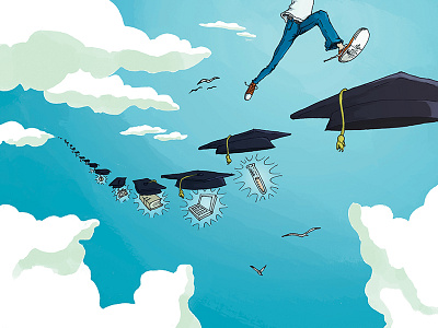 Poster art for Grad Info Sessions at TWU academic education graduation information leap poster sky studies