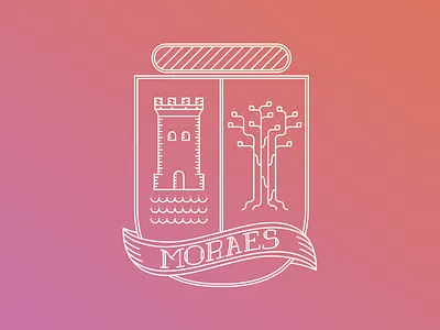 Moraes: Coat of Arms armorial blazon castle coat lettering sea tree