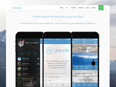 iPhone 6 | Maxlabs Redesign 2014 app apple application blue ios iphone iphone 6 portfolio typography web white