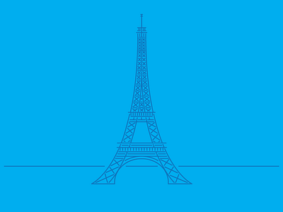 Allez allez allez! bleu blue building eiffel tower france french illustration line art