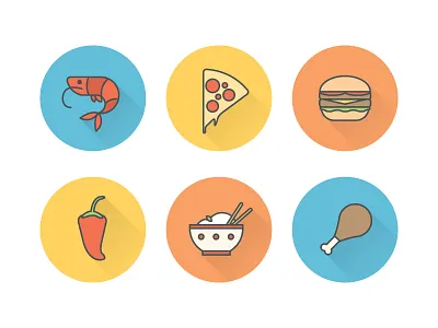 Food Icons app burger chicken comeya design flat food icon icons mobile pizza