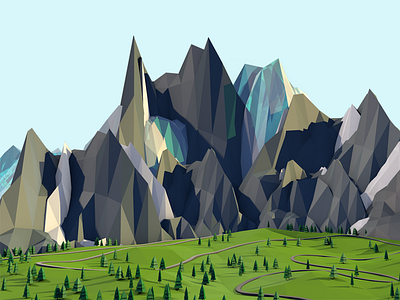 Tomorrow Morning 3d c4d crystals landscape lowpoly meth render