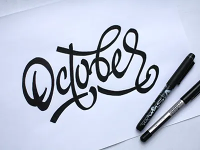 October calligraphy handwriting lettering logo typography