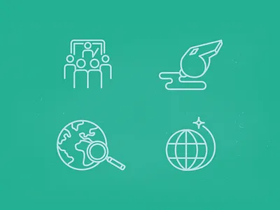 Line icons coaching discovery flat globe icons illustration line icons training workshop