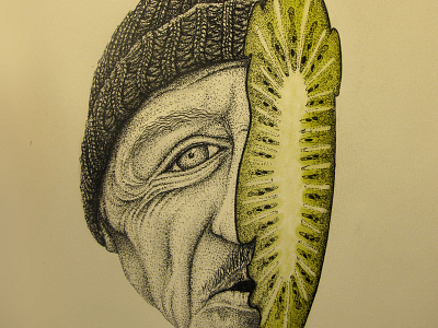 Kiwi Fruit Final2 drawing face fruit fun ink kiwi pen pencil rotoring