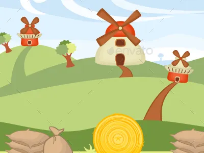 Windmills Vector Game Background background day envato game night ragerabbit vector windmills