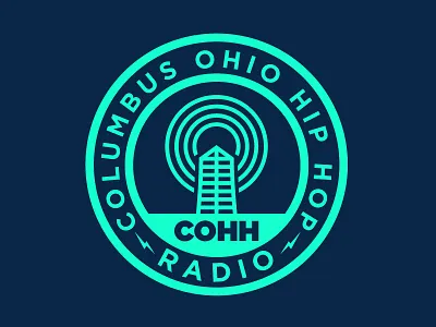 Columbus Ohio Hip Hop Radio badge branding columbus hip hop lightning logo neon ohio osu radio signal