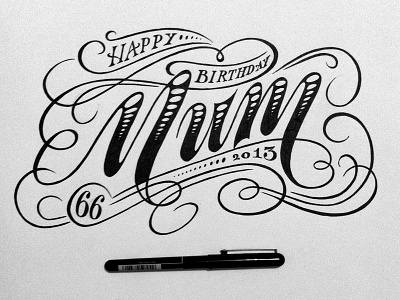 Birthday card for Mum hand lettering