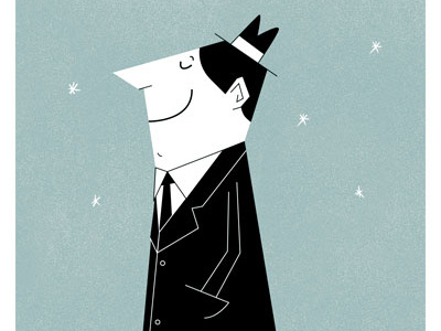 Victor blue character happy illustration man retro snow
