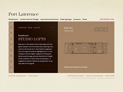 Port Lawrence - Loft Floor Plans lofts luxury palm springs penthouses residential