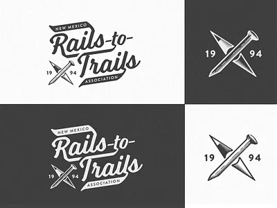 NM Rails-to-Trails Logo positive/negative hike hiking logo new mexico outdoors rails to trails vintage