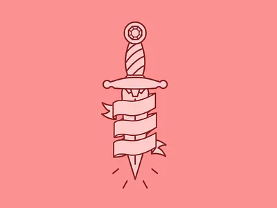 Dagger classic dagger design illustration life love pain ribbons t shirt tattoo wip