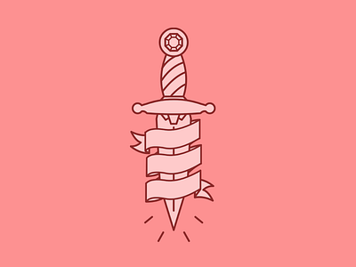 Dagger classic dagger design illustration life love pain ribbons t shirt tattoo wip