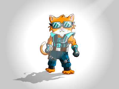 Boom the Fighter Cat! ^_- blue cat characterdesign cool funny futuristic orange soldier technology vector