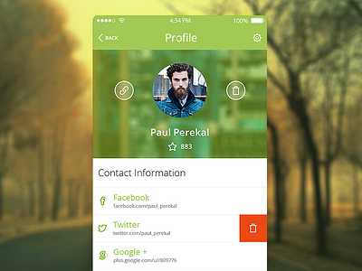 Profile iOS app apple clean delete facebook flat ios link profile shadow star user