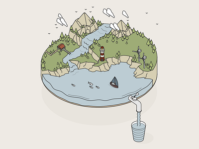 Isometric illustrations BOLDKING drawn illustrations island isometric