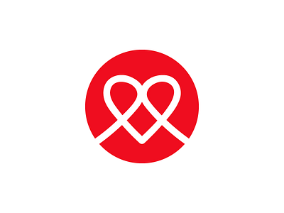 Logo Icon branding double l female heart icon logo red white