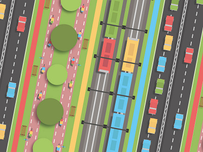 Mobility and transportation bike car mobility top view train transport