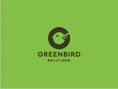 Green Bird Logo bird flat friendly g g letter green icon letter logo modern negative space
