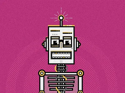 Rawbot v.1 color gfks gold graphics illustration in progress purple robot