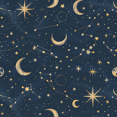 Celestial Constellation Seamless Pattern design illustration