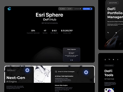 Esri Sphere – AI-Powered DeFi Motion UI ai driven risk management ai powered finance ux blockchain portfolio manager decentralized finance experience defi platform ui defi tools ux financial dashboard futuristic fintech design interactive dark mode ui liquidity management dashboard real time defi analytics smart contract ui tokenized assets interface trading interface ux ui uxui motion design web3 dashboard web3 motion ui web3 trading platform