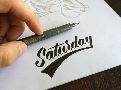 Saturday brush pen calligraphy cursive hand drawn lettering praciticing saturday signature