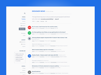 DN Redesign blue clean clear dashboard designernews flat layervault redesign simple sketchapp ui web design