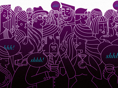 Shhh! illustration monoline people purple vector