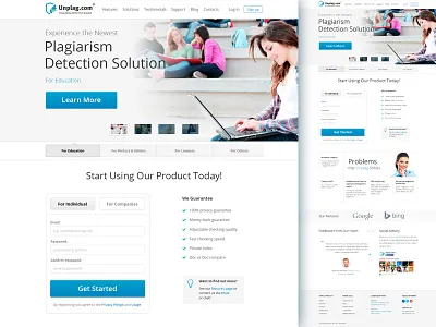 Unplag Main Page checker clean education interface landing plagiarism unplag