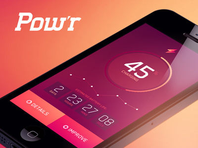 Pow'r App design app branding ios8 logo power ui user interface