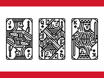 Playing Cards card design illustration jack king line playing cards queen spades