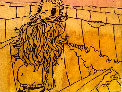 Longboarding Beard beard illustration pen surfing