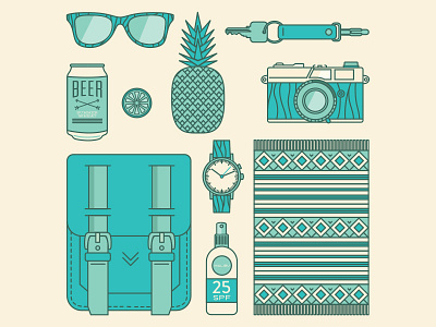 Summer Essentials beach essentials illustration native pattern retro summer tribal tropical vector vintage waves