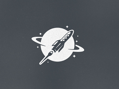 Rocket In Space! branding logo mudshock one color orlando planet rocket space stars texture