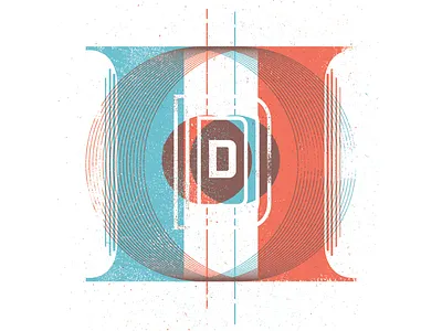 Dioptic D color distress drop cap handmade lettering type typography