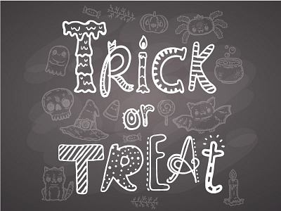 Trick or Treat art halloween happy halloween holiday illustration lettering postcard typography vector vector art wallpaper